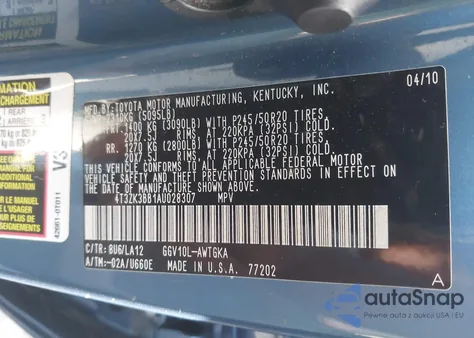 2010 Toyota Venza Base V6 from USA, damaged, VIN 4T3ZK3BB1AU028307